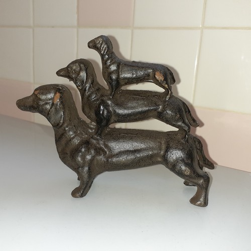Cast iron stacked dachshund - stacked,