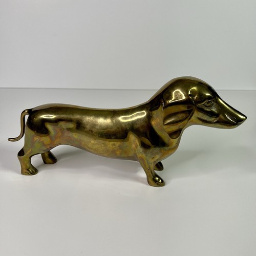 Vintage brass dachshund - vintage,