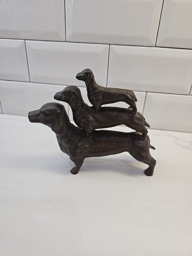 Cast iron stacked dachshund - cast,